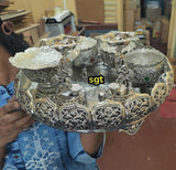Banumati , elegant German Silver Antique finish Pooja Thali Set -SILVAN001PT