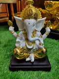 Beautiful Gold and White combination Ganesha Idol -SILVI001GW