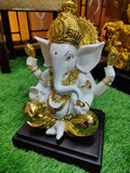 Beautiful Gold and White combination Ganesha Idol -SILVI001GW