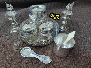 Mayavathy ,  full set impressive German silver washable tray with German silver washable Pooja thali-SN001