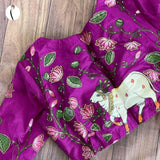 Purple  shade Pure Silk hand work Readymade Blouse for women -GARI001P