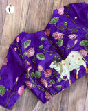 Blue shade pure silk hand work Readymade Blouse for women -GARI001BL