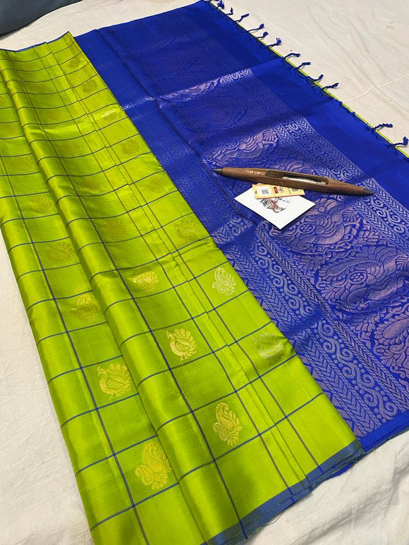 Green and Blue combination Kanjeevaram silk saree for women -PRIYAN001GB