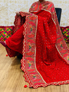 Madhuri Beautiful Phulkari Duppatta in Chinon Fabric-MAD001F