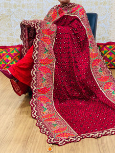 Madhuri Beautiful Phulkari Duppatta in Chinon Fabric-MAD001D