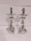 Lakshmi Ganesh , Pair of 2 antique finish German Silver Lamps-SILVA001LG