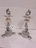 Suvarna , Pair of 2  Antique  Finish German silver washable pure silver plated  deepams with elephant base-SILVA001PL