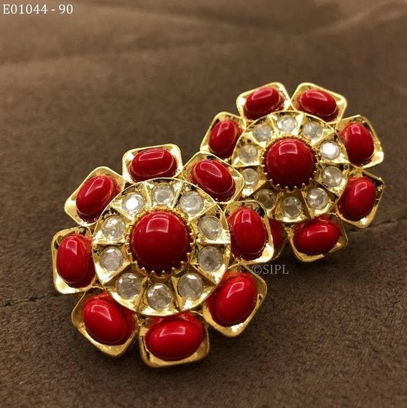 Pavizhamalli, elegant Gold finish  coral earrings for women-SANDY001PE