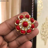 Pavizhamalli, elegant Gold finish  coral earrings for women-SANDY001PE