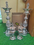 Mega Diwali Combo of Big and Small Size 2 pair antique German silver washable Astalakshmi Design Deepams-SILVA001LC