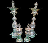 Mega Diwali Combo of Big and Small Size 2 pair antique German silver washable Astalakshmi Design Deepams-SILVA001LC