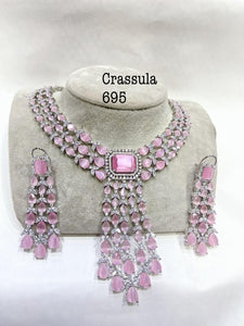 Pink Marie , elegant pastel pink stones necklace set for women -SANDY001P