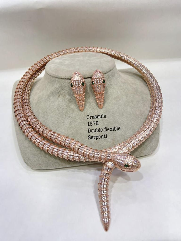 Eros , Rose gold finish Double layered Flexible Serpenti Necklace for women -SANDY001RGS