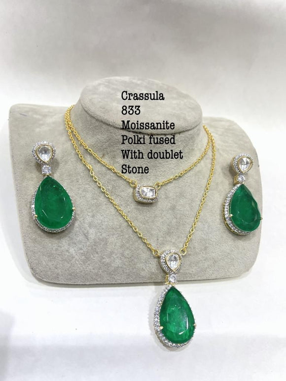 Manushi , Green stone studded  elegant Necklace set for women -SANY001MG