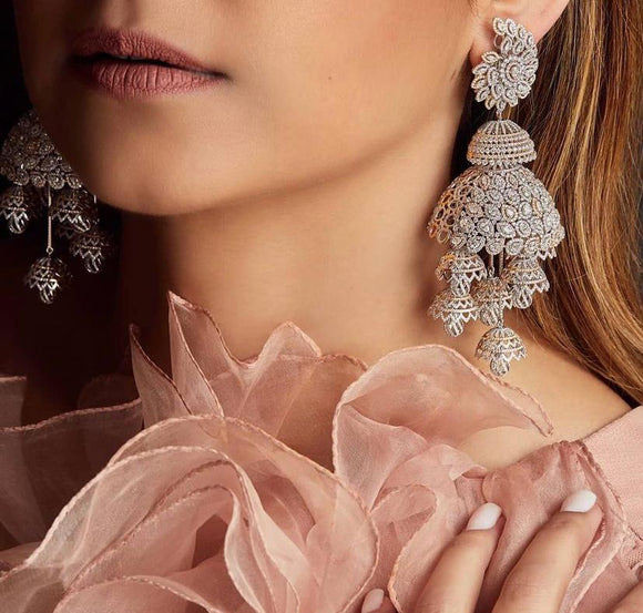 Lakhi , elegant Zircon Diamond Jumka for women -SANDY001RGJ