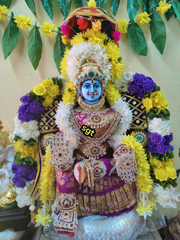 Vanamala, Elegant Fully decorated Vara Lakshmi Amman for Puja-SILVA001VLA