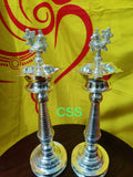 Malini , Pair of 2 elegant German Silver Peacock Lamps-CZY001PL