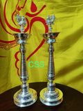 Malini , Pair of 2 elegant German Silver Peacock Lamps-CZY001PL