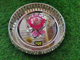 Amala, elegant German silver washable Tray with Pink Candle stand-SILVA001CS