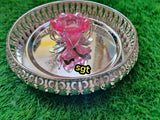 Amala, elegant German silver washable Tray with Pink Candle stand-SILVA001CS