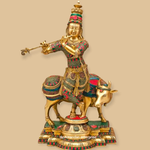 Devakinandan , elegant Brass statue of Lord Krishna -DN001K