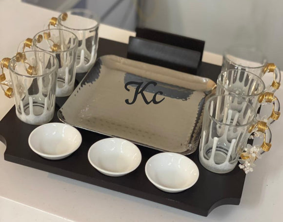 Elegant Revolving Platter with  Designer Cups-GRIH001RP