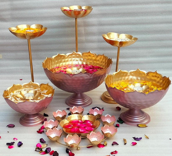 Set of 10 Pcs , Pink Urli Combo for Diwali Decoartion-GRIG001UCP