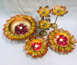 Yellow Colorful Leaves Designer Urli Combo for Diwali Decoration-SHARA001UCY