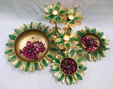 Green Colorful Leaves Designer Urli Combo for Diwali Decoration-SHARA001UCG