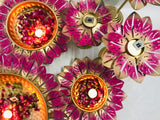 Pink Colorful Leaves Designer Urli Combo for Diwali Decoration-SHARA001UCP
