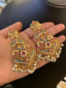 Navratan Pakizah , Elegant Jadau Pearl  Earrings for women -AFREE001N