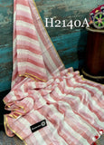 Pink Glory , Elegant Pink Bollywood Celebrity Vidya Balan Inspired Stripes Linen Saree for Women-PRIY001PSV