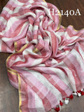 Pink Glory , Elegant Pink Bollywood Celebrity Vidya Balan Inspired Stripes Linen Saree for Women-PRIY001PSV
