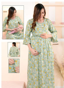 Pastel green Lifestyle  Luxury Premium Quality Maternity Nighty for Women -LYF001MNPG
