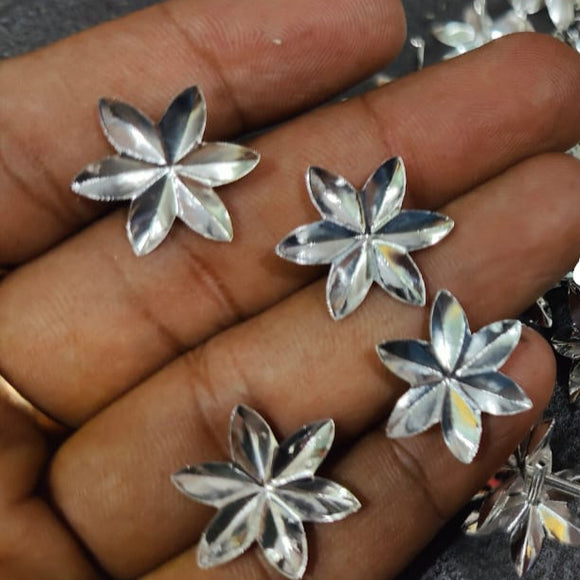 Set of 108 special German Silver Parijata Flowers for Puja without stone-SILL001PF