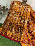 Golden Yellow Shade Pashmina Saree with Patola Print Designs-KRISH001YPS