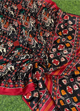 Black Shade Pashmina Saree with Patola Print Designs-KRISH001BPS
