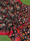 Black Shade Pashmina Saree with Patola Print Designs-KRISH001BPS