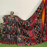 Black Shade Pashmina Saree with Patola Print Designs-KRISH001BPS