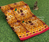Golden Yellow Shade Pashmina Saree with Patola Print Designs-KRISH001YPS