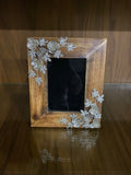 Mango wood picture frame with silver plated broach and elephant tea light holder -MK001E