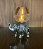 Mango wood picture frame with silver plated broach and elephant tea light holder -MK001E