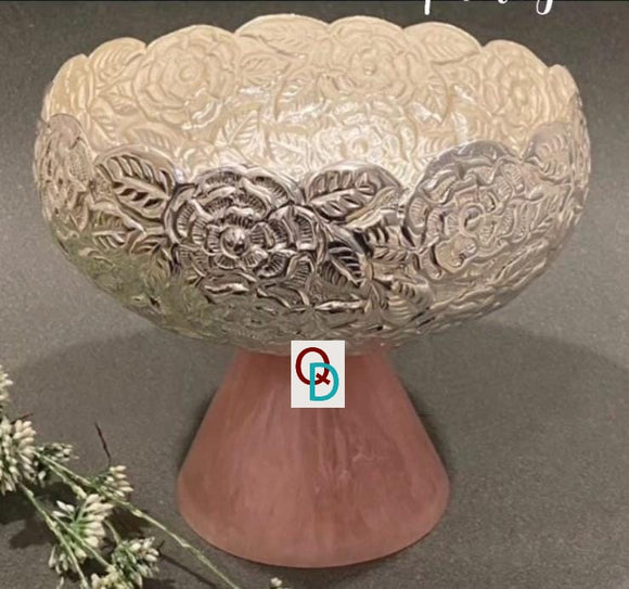 Elegant Silver finish Fruit Bowl with Resin Stand-MK001FB