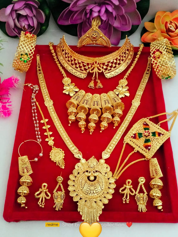 Anika, elegant gold finish bridal jewellery combo for women -AMAZE001BS