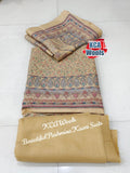 Cream shade KCA Wools Pasmina Kani weaved salwar suit material for women -GARI001C