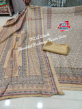 Cream shade KCA Wools Pasmina Kani weaved salwar suit material for women -GARI001C