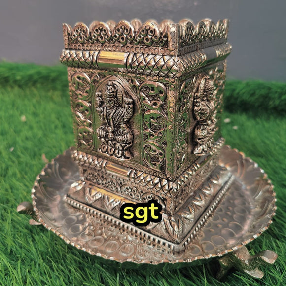 Full set impressive antique German silver washable tusli pot astalakshmi Design with Elephant Design Plate-SILL001TP