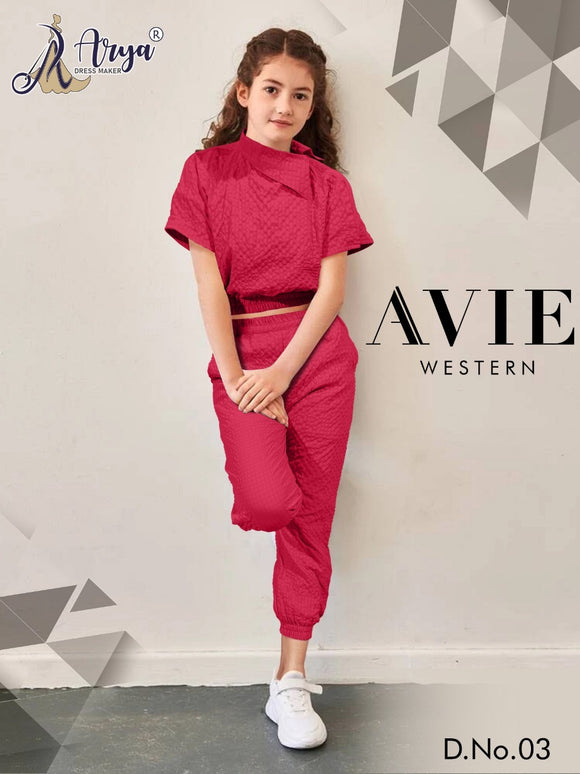 Avie Dark Pink  shade western wear Pant and Top for girls-ARY001WDP