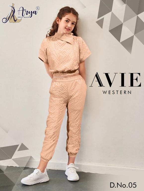 Avie Peach  shade western wear Pant and Top for girls-ARY001WPC