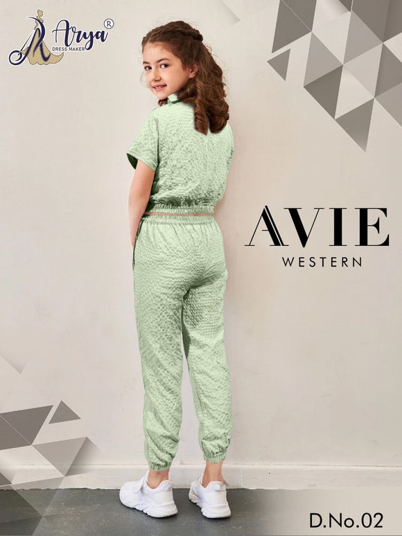 Avie Light Green  shade western wear Pant and Top for girls-ARY001WLG